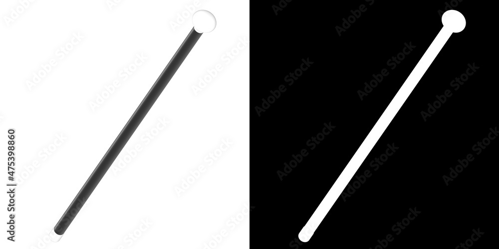 3D rendering illustration of a cabaret dance cane stick 3D rendering illustration of a cabaret dance cane stick