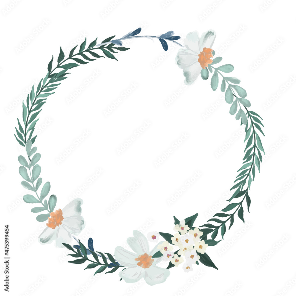 Obraz premium Lush flowers wreath, hand drawn oil painted art