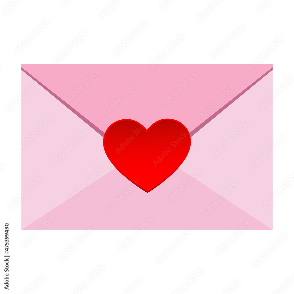 Illustration Valentine's Day. Pink envelope with hearts on a white background. Illustration Valentine's Day. Pink envelope with hearts on a white background.