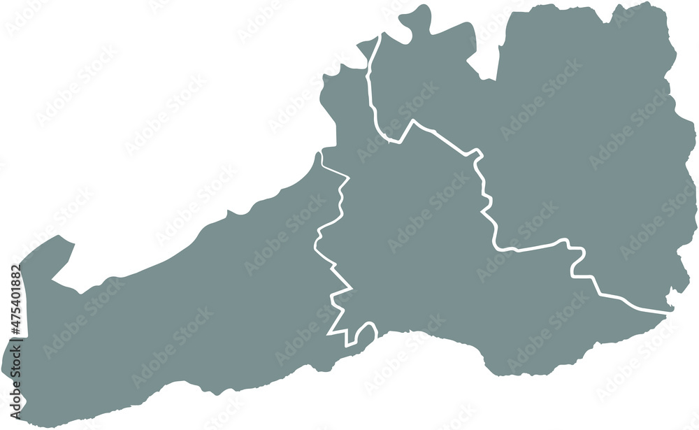 Simple blank gray vector map with white borders of urban city districts of St. Gallen, Switzerland
