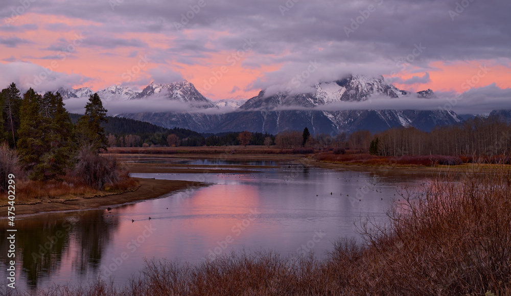Alpenglow at Oxbow Bend, Grand Teton National Park. It was a rare morning where I had the place to myself. So peaceful to be there all alone, early in the morning.