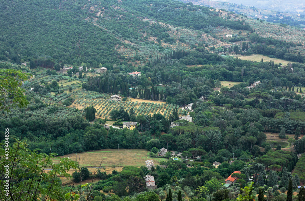 Panoramic view of nature of Tuscany in Italy 