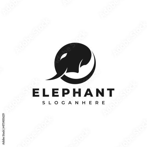 simple circle elephant logo design vector