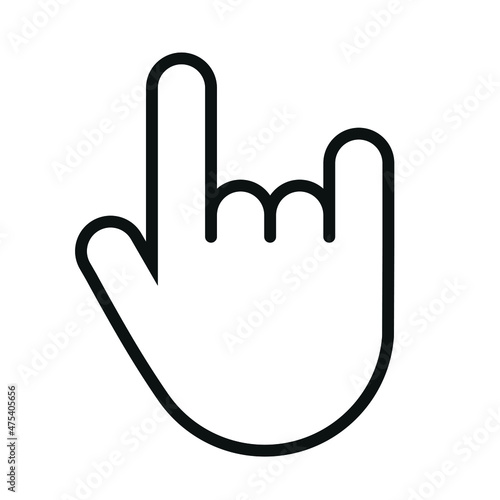 Rock hand signs icon. Sign of the horns vector illustration. Isolated element on white background. Editable colors.