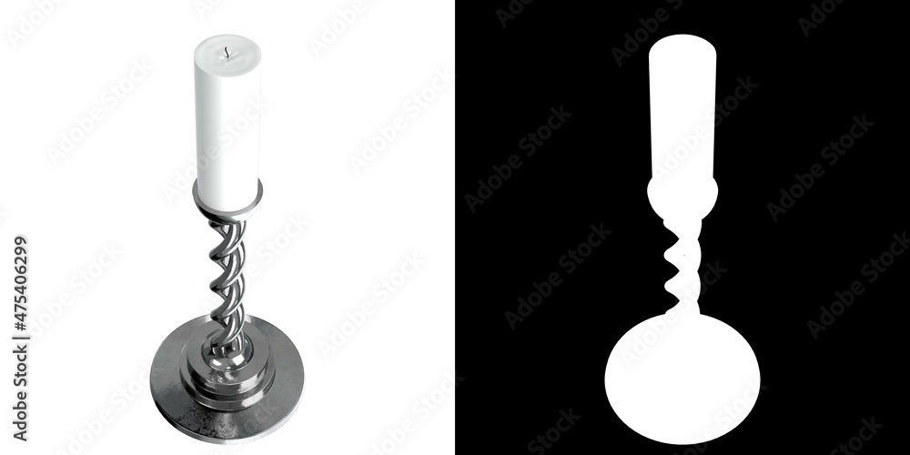 3D rendering illustration of a candle with holder 3D rendering illustration of a candle with holder