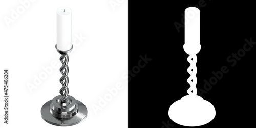 3D rendering illustration of a candle with holder