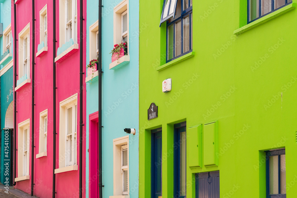 Europe, Ireland, Kinsale. Exterior of colorful buildings.