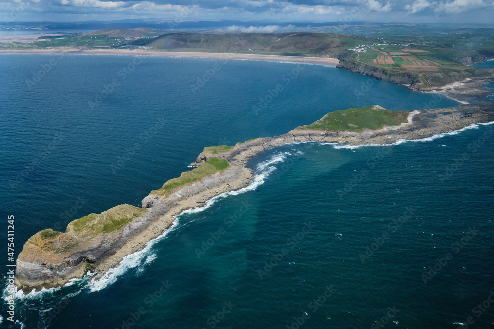 Worm's Head and Rhossili Bay, the Gower, Wales