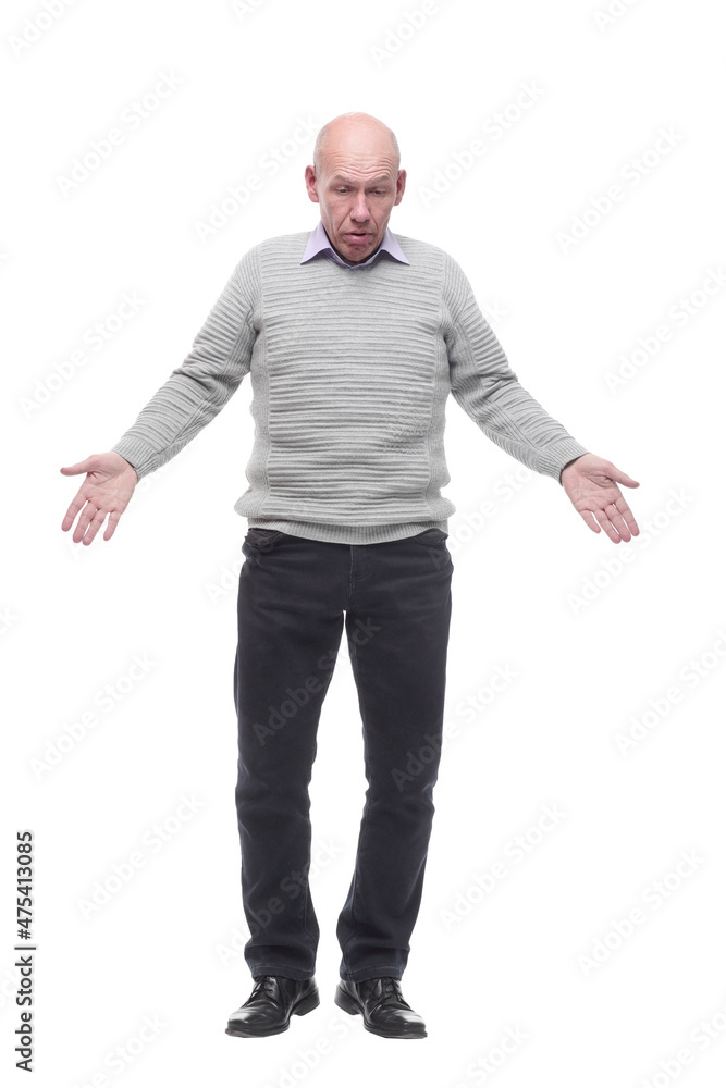 charismatic man in a white jumper . isolated on a white charismatic man in a white jumper . isolated on a white