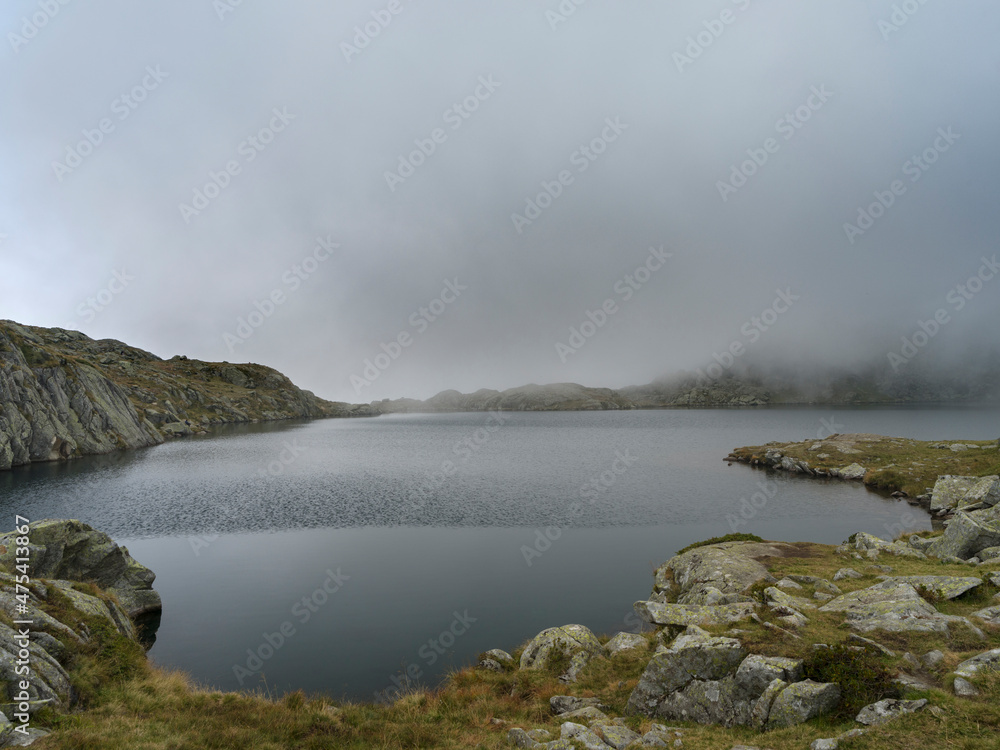 Lago Nero in the Presanella mountain range, Parco Naturale Adamello, Brenta, Trentino, Italy, Val Rendena