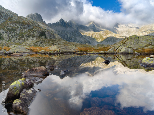 Lago Nero in the Presanella mountain range, Parco Naturale Adamello, Brenta, Trentino, Italy, Val Rendena photo