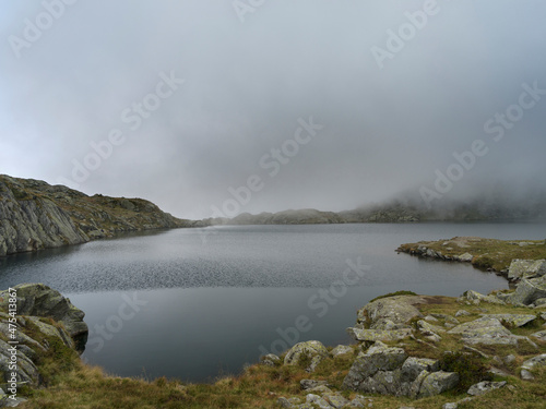 Lago Nero in the Presanella mountain range, Parco Naturale Adamello, Brenta, Trentino, Italy, Val Rendena