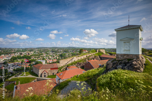 Norway, Ostfold County, Halden, town view from Fredriksten Fortress photo
