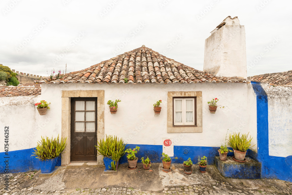 Europe, Portugal, Obidos. Colorful house