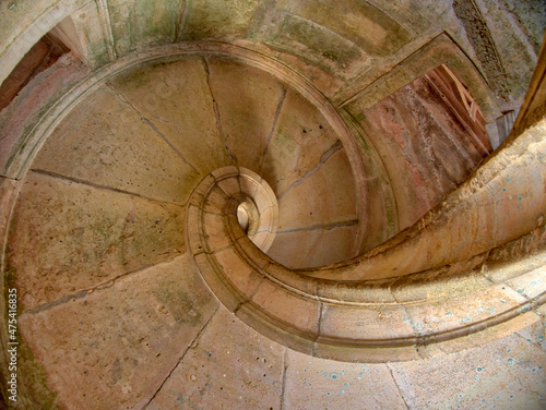 Portugal, Tomar. Stairway in the Royal Cloister of the Convent of Christ in Tomar.