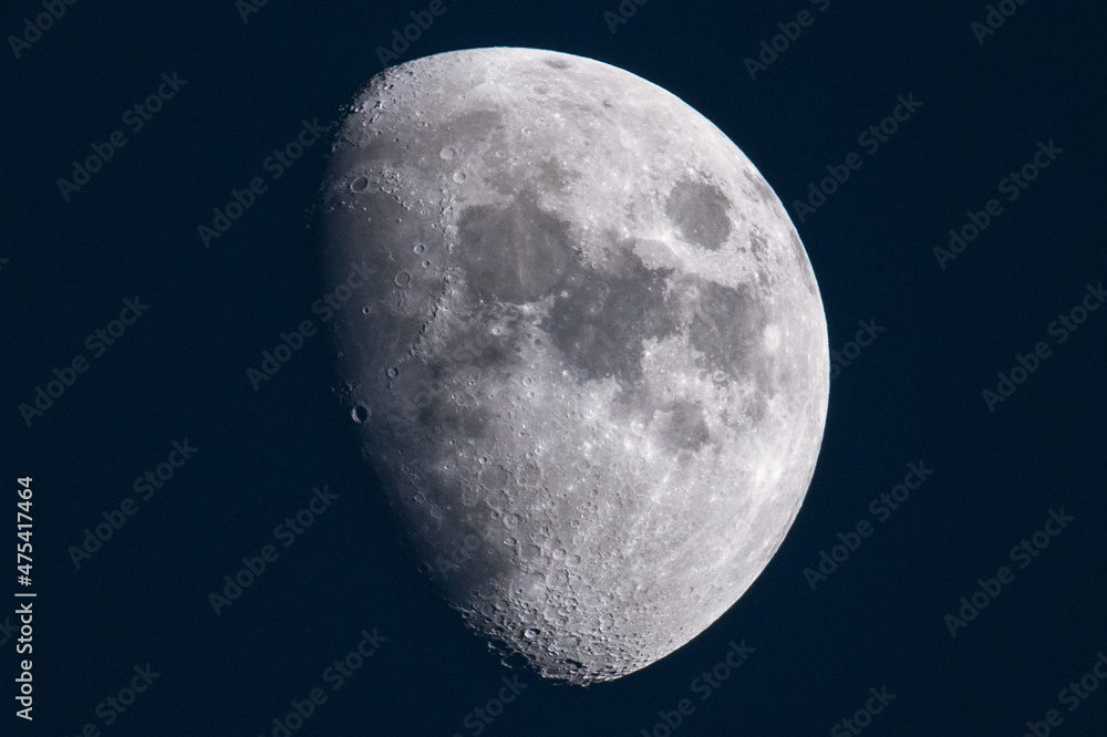 Beautiful gibbous waxing moon at night perfect for wallpapers Stock
