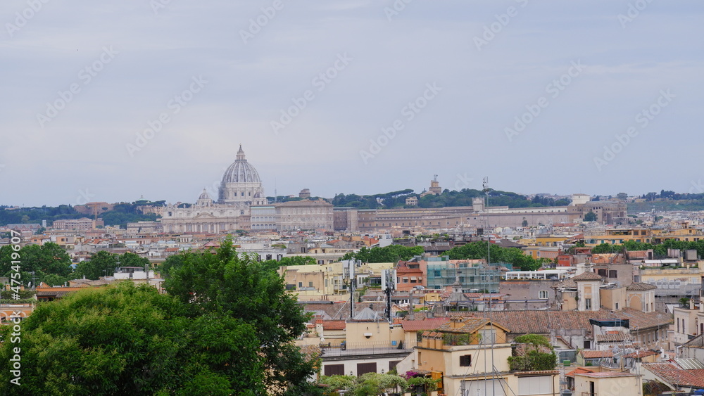 Panorama of Rome, Italy. View of Vatican City, urban landscape of Roma. 