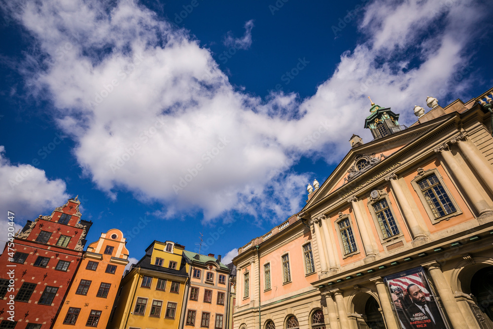 Fototapeta premium Sweden, Stockholm, Gamla Stan, Old Town, Stortorget Square, Swedish Academy Building, organization responsible for awarding The Nobel Prize