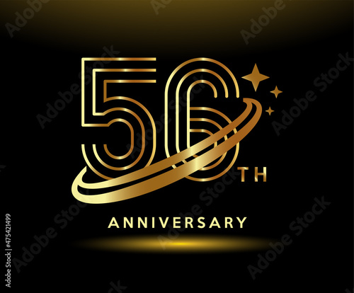 Golden 56 year anniversary celebration logo design inspiration