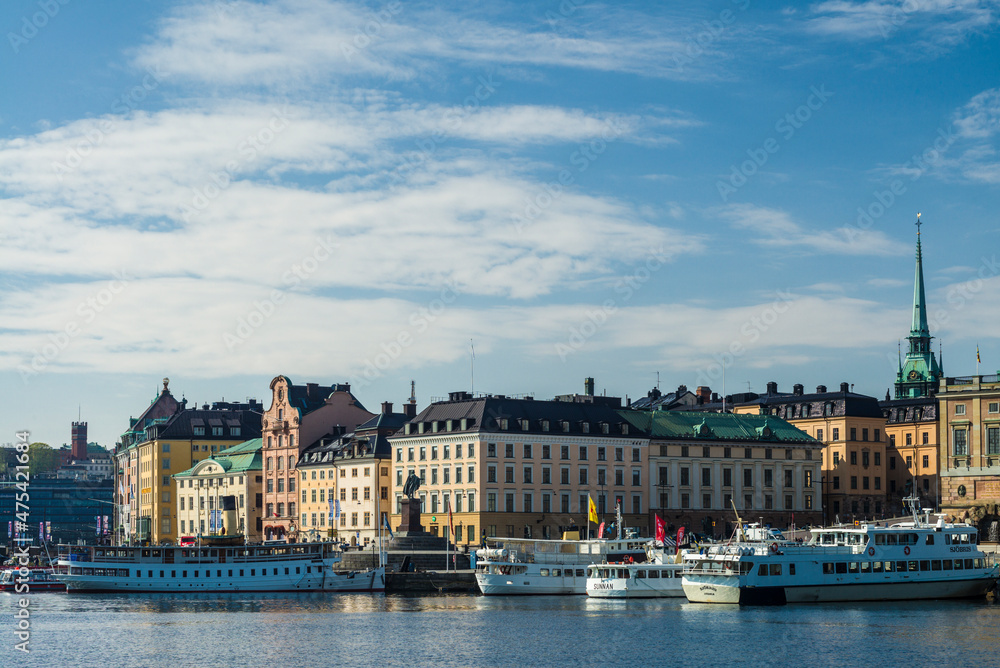 Sweden, Stockholm, Gamla Stan, Old Town, old town skyline, morning