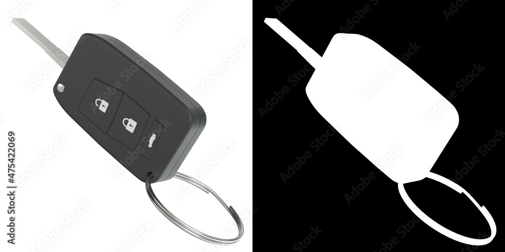 3D rendering illustration of a car key 3D rendering illustration of a car key