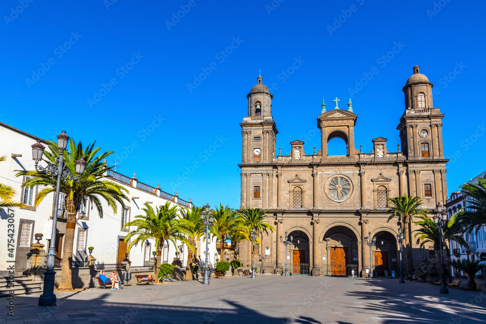 Las Palmas de Gran Canaria, Spain - December 10, 2018: Cathedral of Santa  Ana (Cathedral of Las