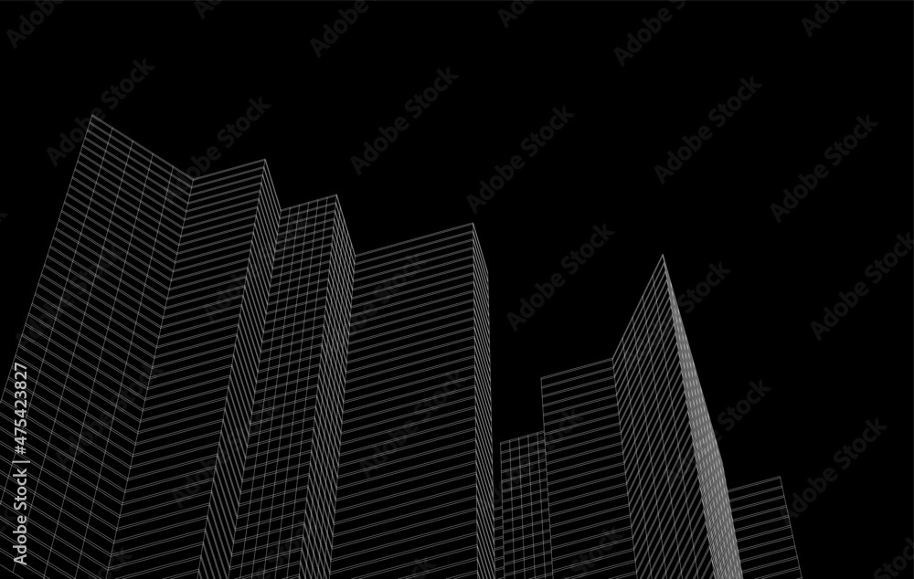 Modern architecture drawing vector 3d illustration