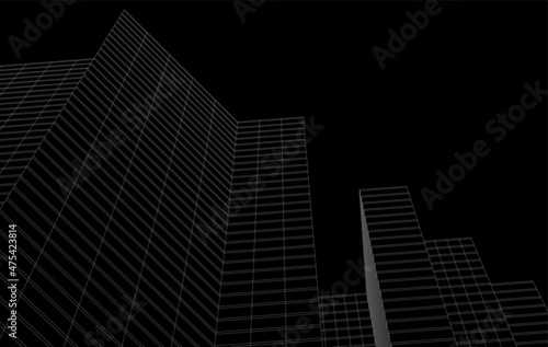 Modern architecture drawing vector 3d illustration