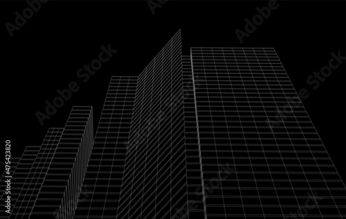 Modern architecture drawing vector 3d illustration