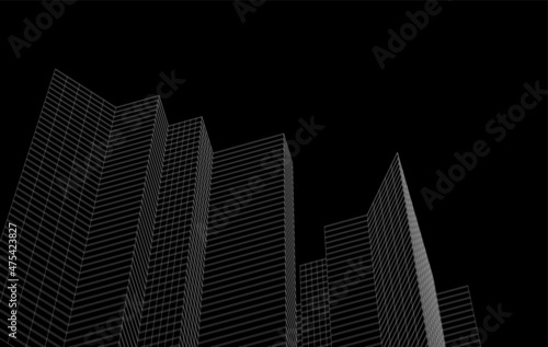Modern architecture drawing vector 3d illustration