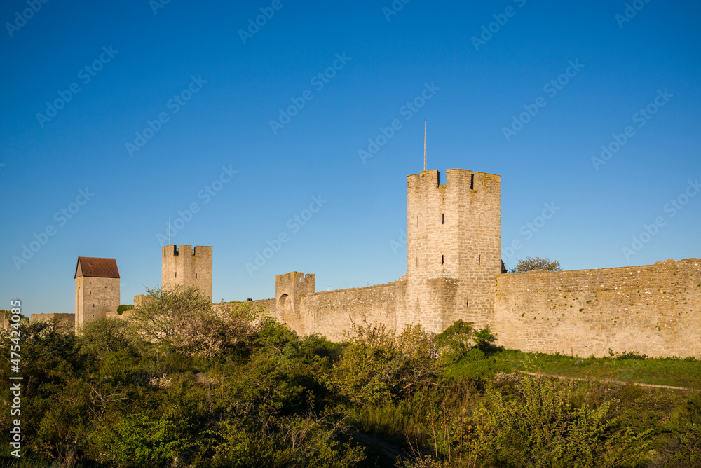 Sweden, Gotland Island, Visby, 12th century city wall, most complete medieval city wall in Europe