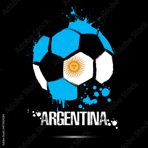 Abstract soccer ball with Argentina national flag colors. Flag of Argentinian in the form of a soccer ball made on an isolated background. Football championship banner. Vector illustration
