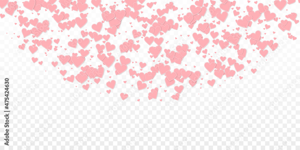 Pink heart love confettis. Valentine's day semicir