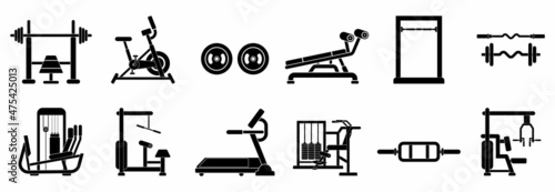 Gym equipment icon set, Gym equipment vector set sign symbol 