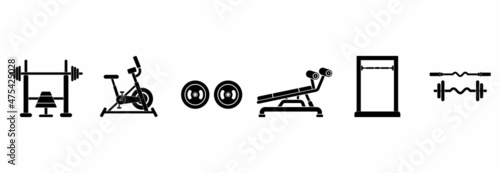 Gym equipment icon set, Gym equipment vector set sign symbol 
