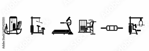 Gym equipment icon set, Gym equipment vector set sign symbol 