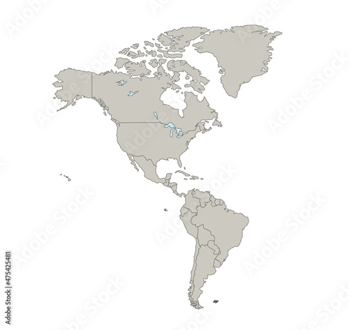 America map, individual states, blank