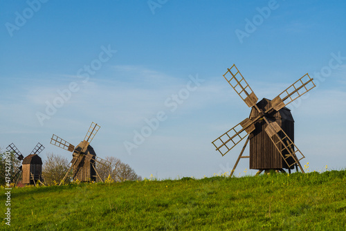 Sweden  Oland Island  Lerkaka  antique wooden windmills