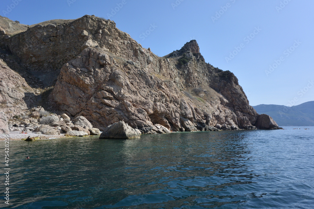 View of the Black Sea and the rocks of the Crimea Peninsula View of the Black Sea and the rocks of the Crimea Peninsula