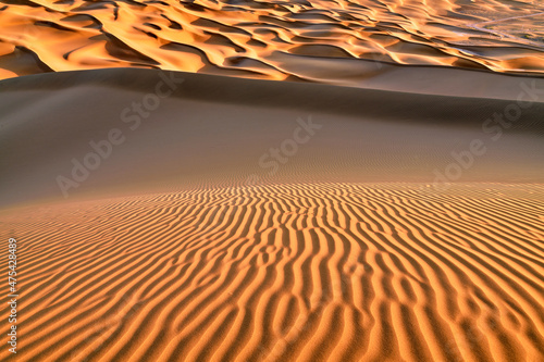 Fototapeta Naklejka Na Ścianę i Meble -  Kumtag Desert sunset scenic, Tulufan city Xinjiang Uygur Autonomous Region, China.