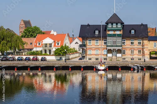 Bilde på lerret Southern Sweden, Ahus, town view by the canal