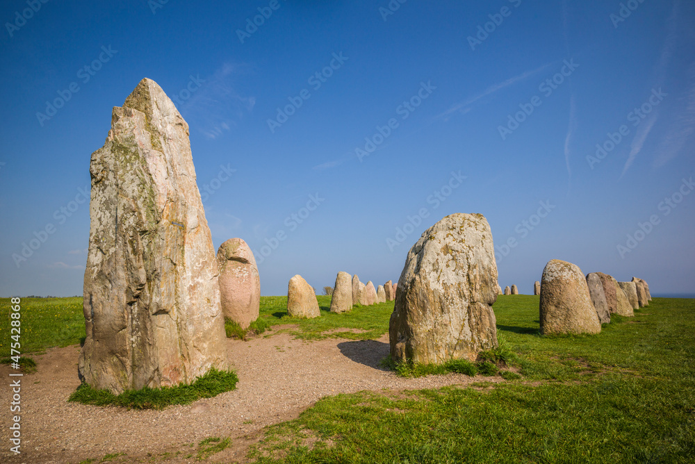 Southern Sweden, Kaseberga, Ales Stenar, Ale's Stones, early people's ritual site, 600 AD