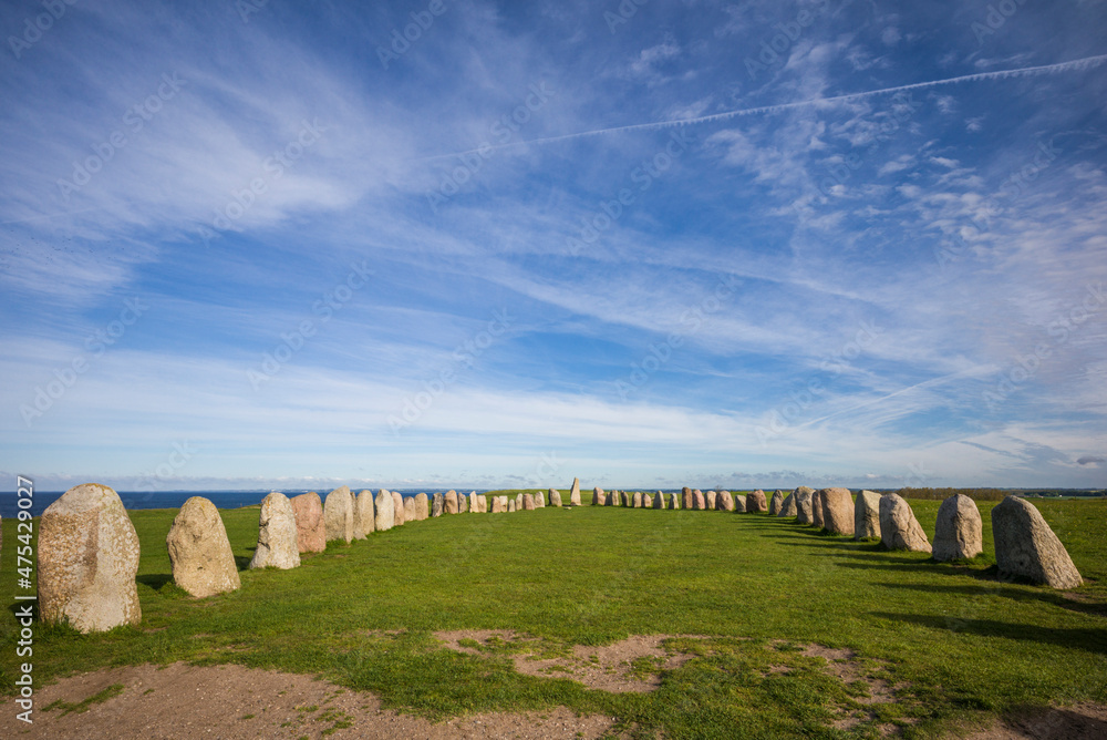 Southern Sweden, Kaseberga, Ales Stenar, Ale's Stones, early people's ritual site, 600 AD