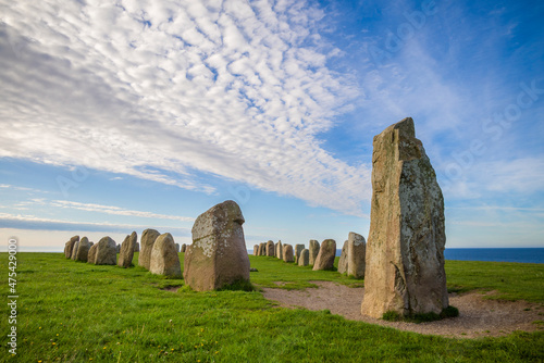 Southern Sweden, Kaseberga, Ales Stenar, Ale's Stones, early people's ritual site, 600 AD