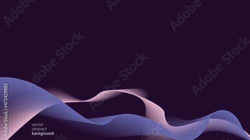 Vector abstract, futuristic, digital background in Mood-Boosting Colours. Swirling waves with a transition of very peri color of the year 2022. Design template for web banners. Copyspace.