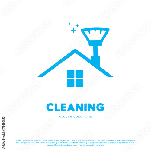 Creative cleaning logo design. House with broom vector