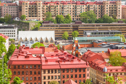 Sweden, Vastragotland and Bohuslan, Gothenburg, high angle city view from the Skansparken, morning photo