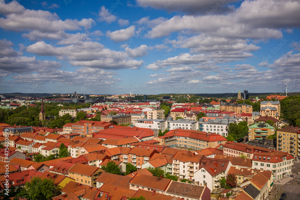 Obraz premium Sweden, Vastragotland and Bohuslan, Gothenburg, high angle city view from the Skansparken, late afternoon