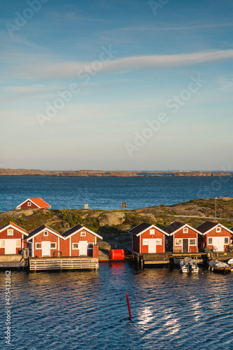 Sweden, Bohuslan, Smogen, Smogenbryggan, antique boat houses and fishing shacks