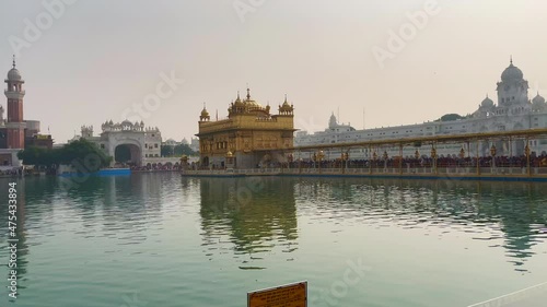 Panning video of Golden temple in Amritsar, India